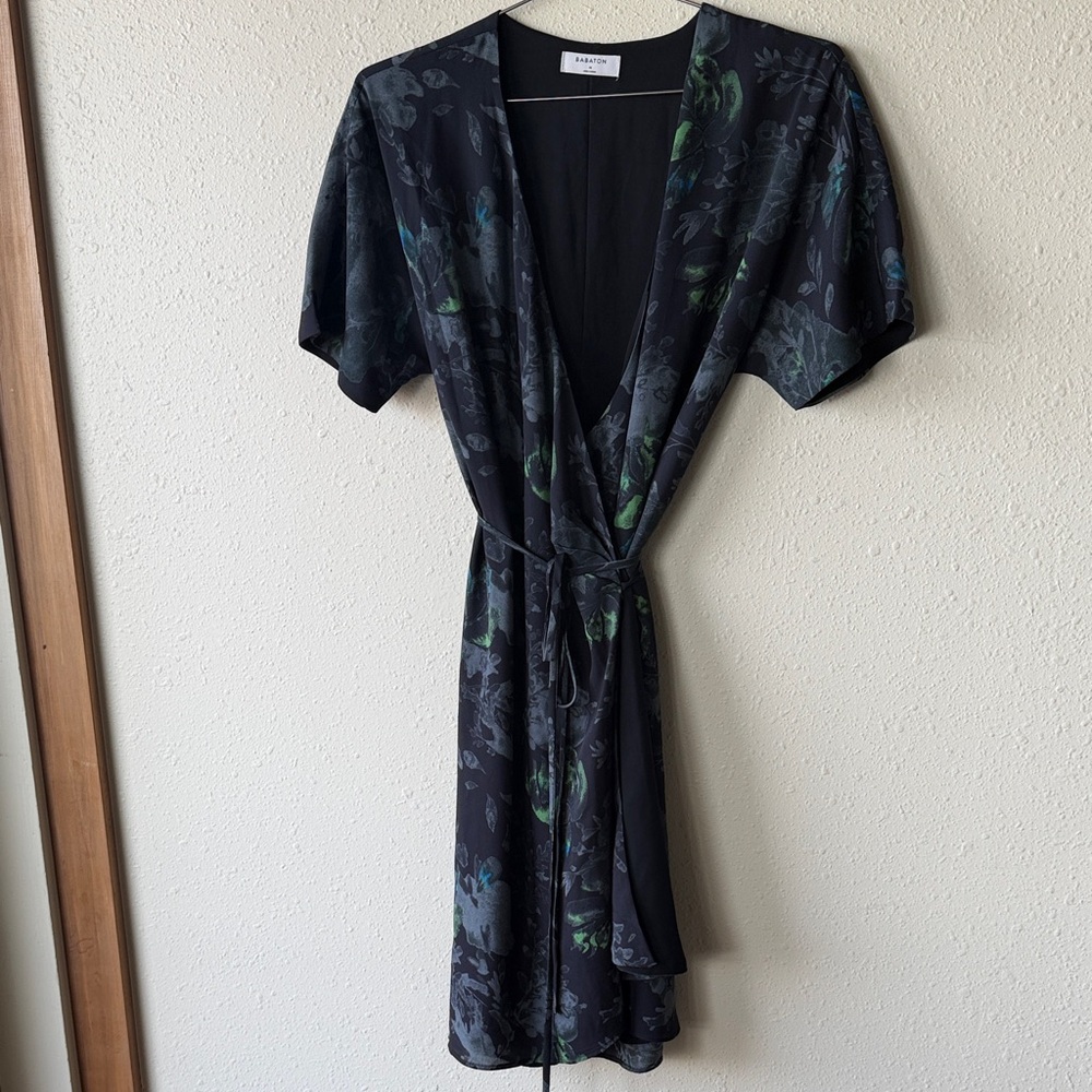 Aritzia Black and Green Floral Dress